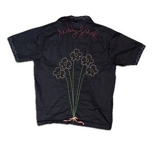 Teddy Fresh Black Shirt with Floral Embroidery
